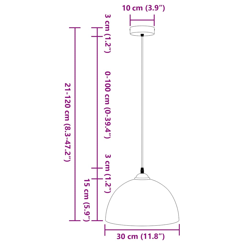 Lampes suspendues 2 pcs hauteur réglable E27  Ø 30 cm métal - Imagem 12