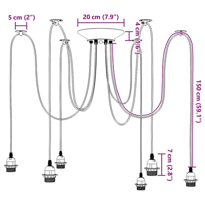 Lampe suspendue avec 6 porte-lampes E27  métal - Imagem 13