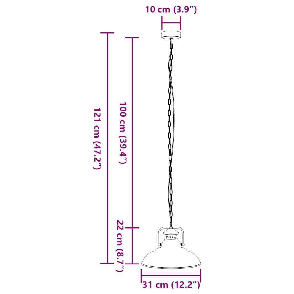Lampe suspendue E27  Ø 31 cm fer - Imagem 11