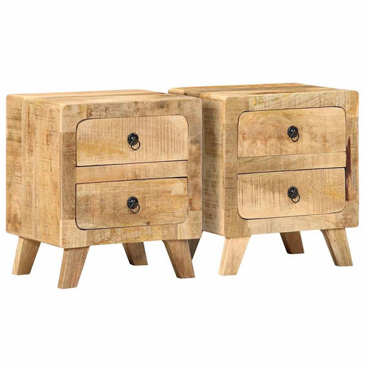 Table de chevet 2 pcs 40x32x46 cm bois massif de manguier brut - Imagem 1