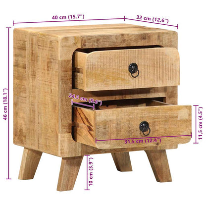 Table de chevet 2 pcs 40x32x46 cm bois massif de manguier brut - Imagem 11
