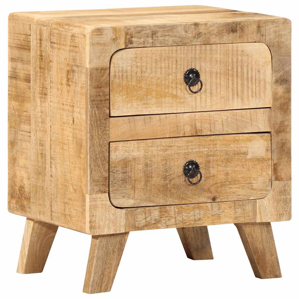 Table de chevet 2 pcs 40x32x46 cm bois massif de manguier brut - Imagem 12