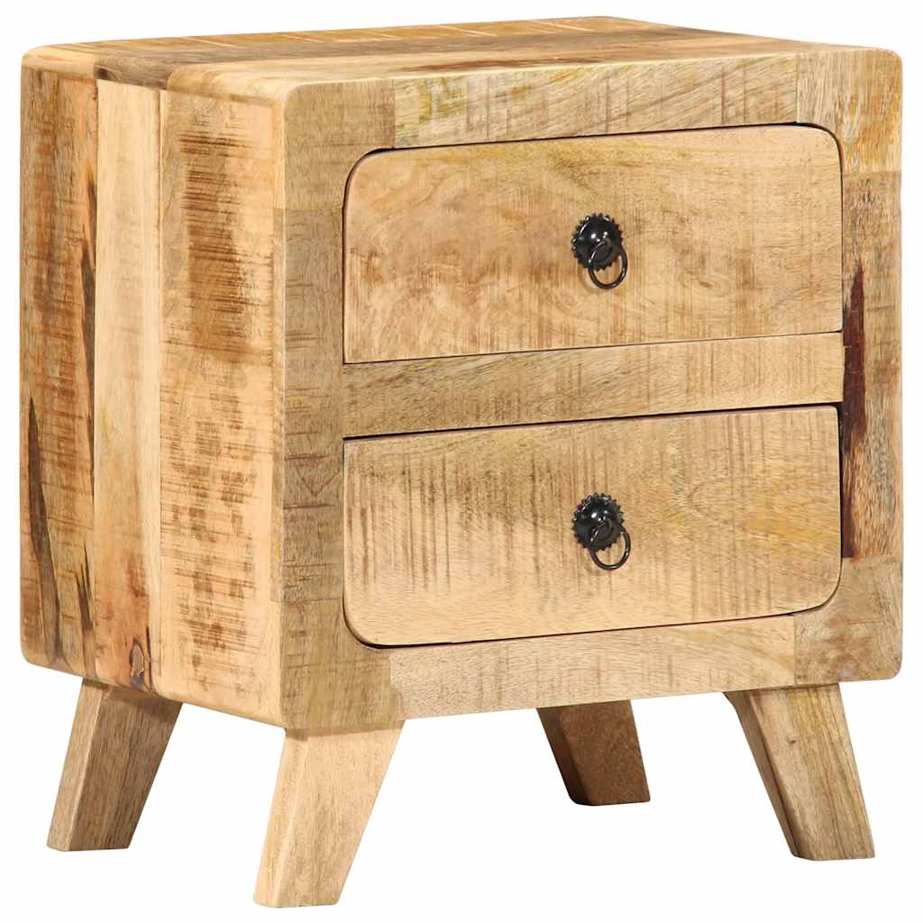 Table de chevet 2 pcs 40x32x46 cm bois massif de manguier brut - Imagem 13