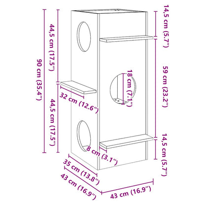 Maison pour chat  43x43x90 cm bois de pin massif - Imagem 7