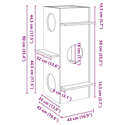 Maison pour chat  43x43x90 cm bois de pin massif - Imagem 14