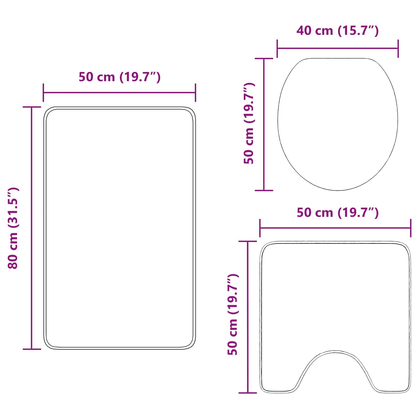 Ensemble de tapis de bain antidérapants 3 pcs  PP - Imagem 11