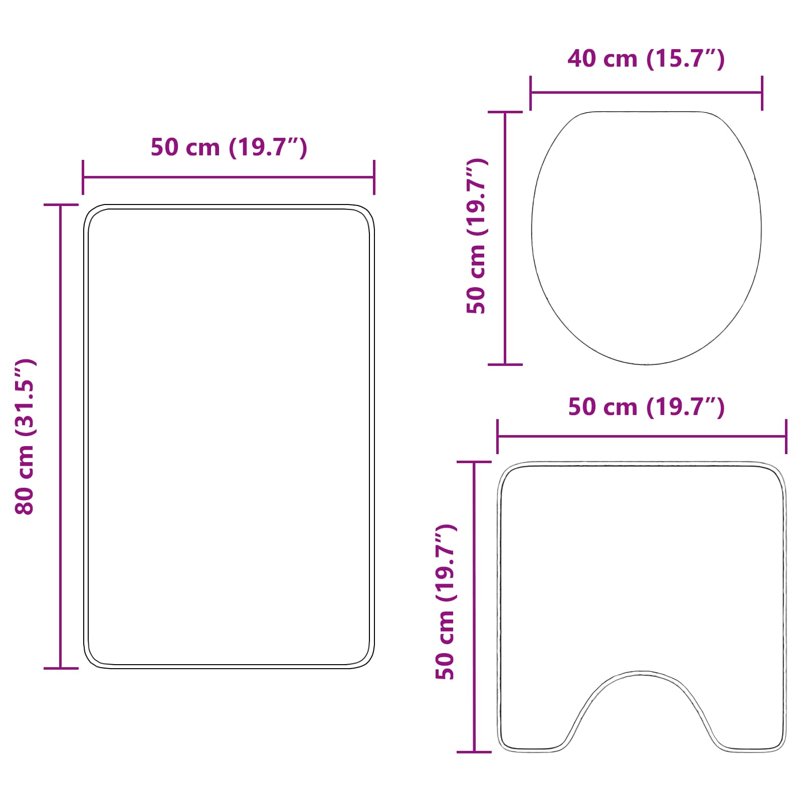 Ensemble de tapis de bain antidérapants 3 pcs  PP - Imagem 11