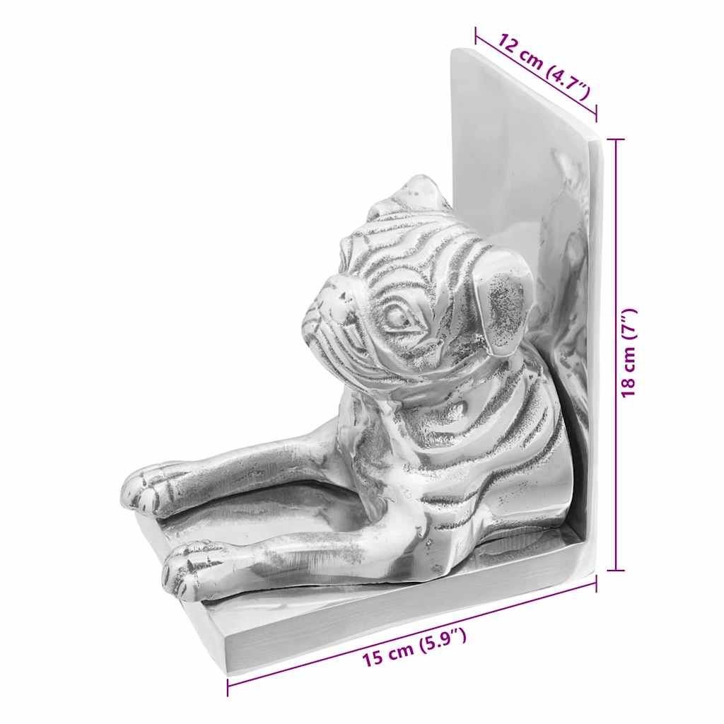 Serre-livres 2 pcs - Argenté Aluminium - Sensuri Maison