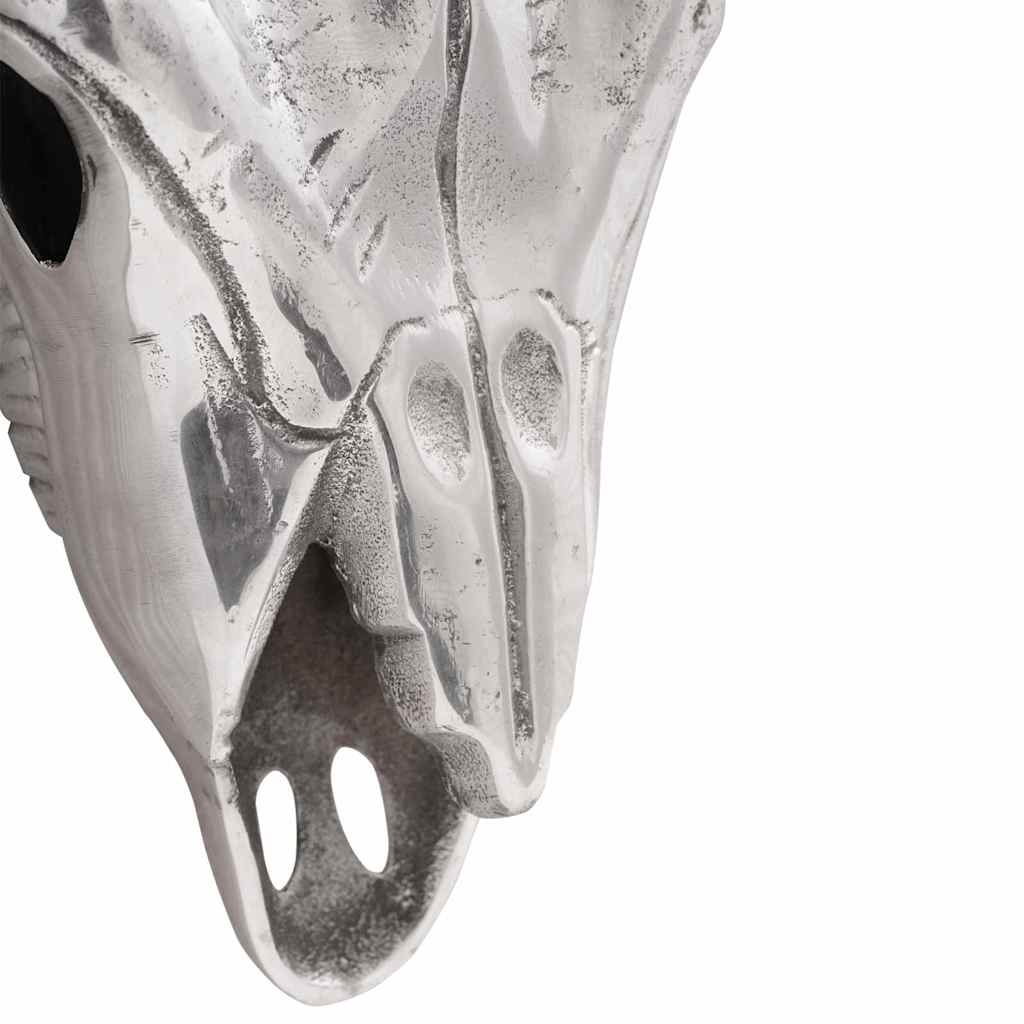 Crâne Taureau Aluminium Argenté | Sculpture - Sensuri Maison