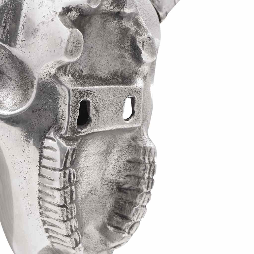 Crâne Taureau Aluminium Argenté | Sculpture - Sensuri Maison