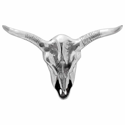 Crâne Taureau Aluminium Argenté | Sculpture - Sensuri Maison