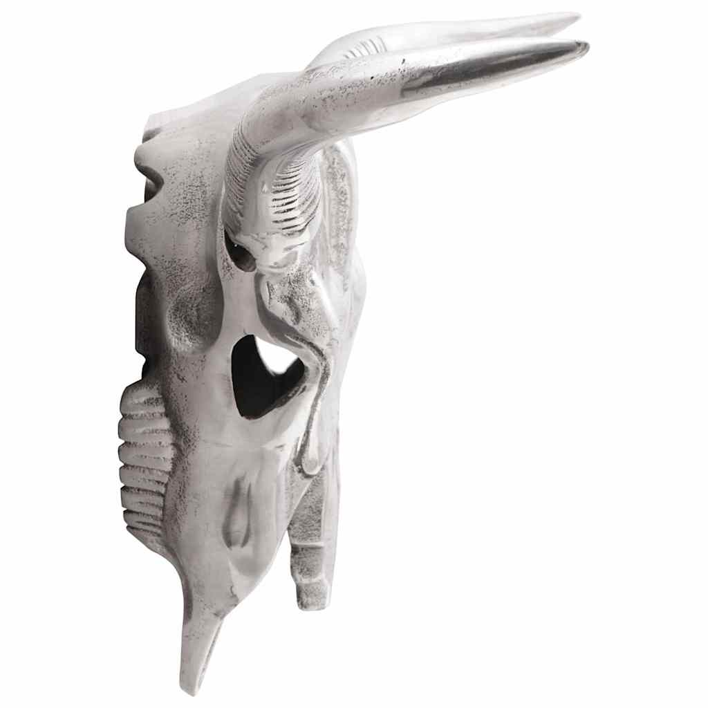 Crâne Taureau Aluminium Argenté | Sculpture - Sensuri Maison