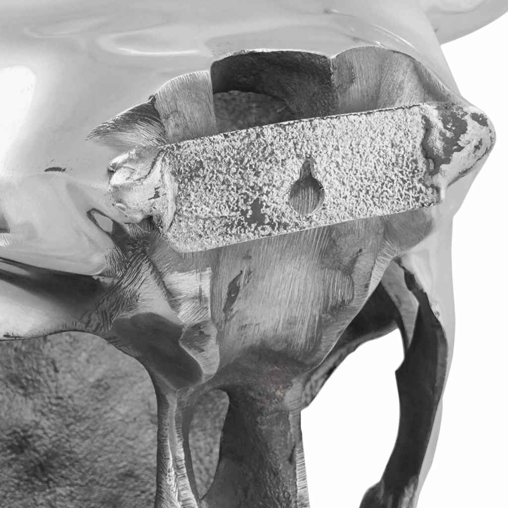 Crâne de taureau Argenté  Aluminium - Imagem 7