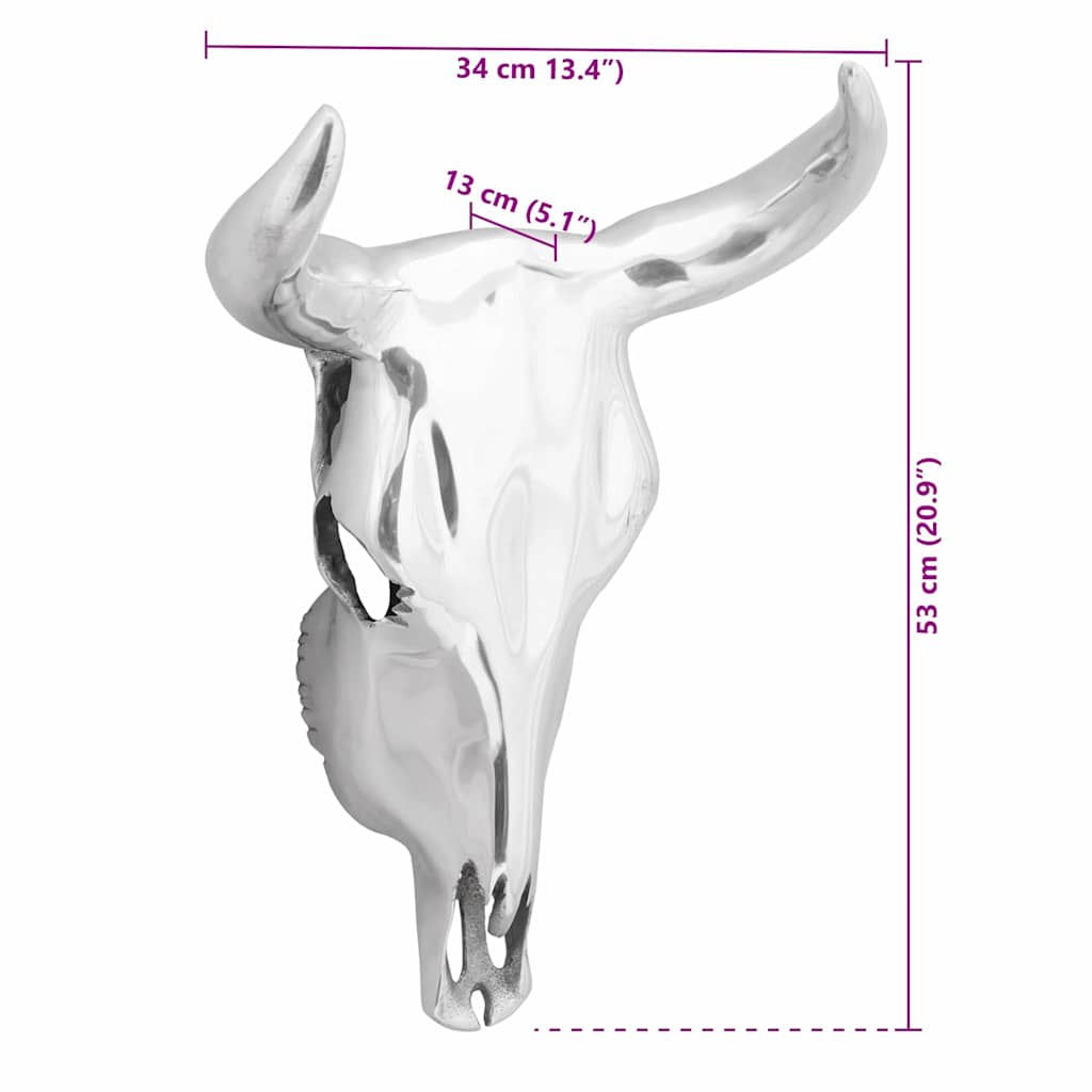 Crâne de taureau Argenté  Aluminium - Imagem 9