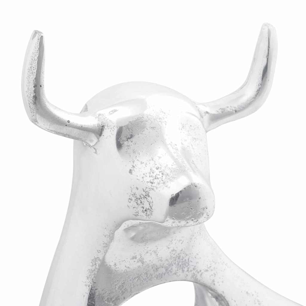 Sculpture Taureau Aluminium Argenté | Déco - Sensuri Maison