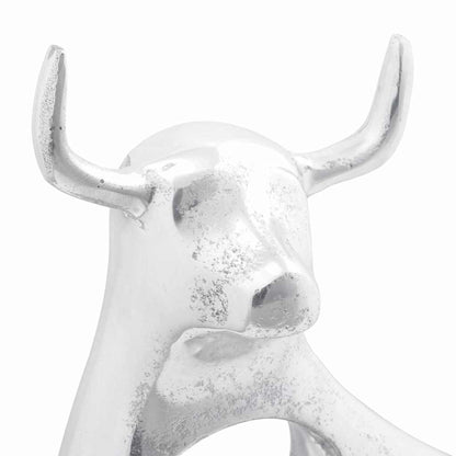 Sculpture Taureau Aluminium Argenté | Déco - Sensuri Maison