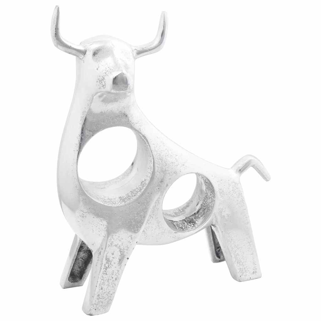 Sculpture Taureau Aluminium Argenté | Déco - Sensuri Maison