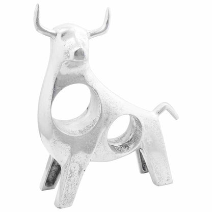 Sculpture Taureau Aluminium Argenté | Déco - Sensuri Maison