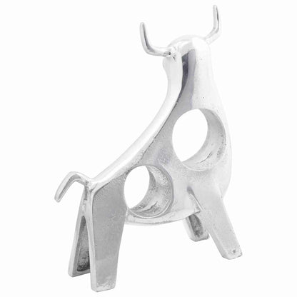 Sculpture Taureau Aluminium Argenté | Déco - Sensuri Maison