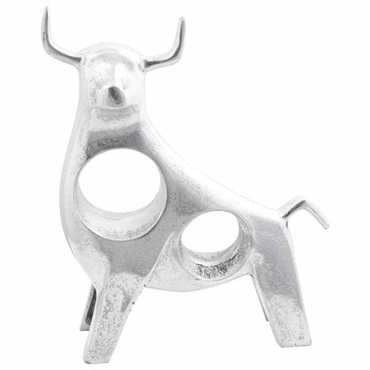 Sculpture Taureau Aluminium Argenté | Déco - Sensuri Maison