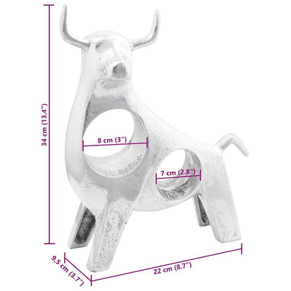 Sculpture Taureau Aluminium Argenté | Déco - Sensuri Maison