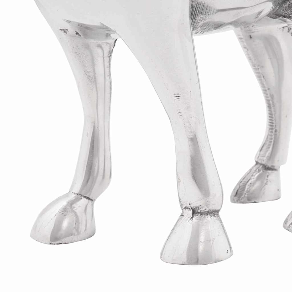 Sculpture Taureau Aluminium Argenté | Déco - Sensuri Maison
