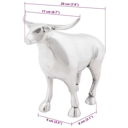 Sculpture Taureau Aluminium Argenté | Déco - Sensuri Maison