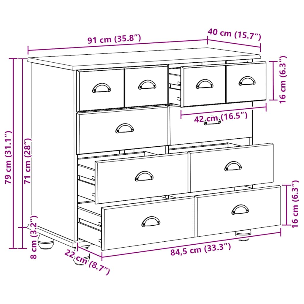 Commode ASKIM   Bois de pin massif - Imagem 20