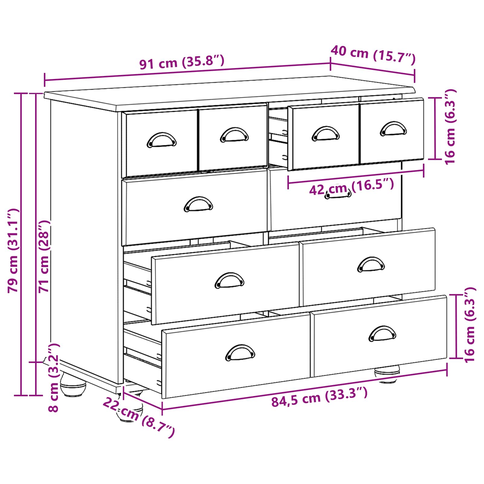 Commode ASKIM   Bois de pin massif - Imagem 8