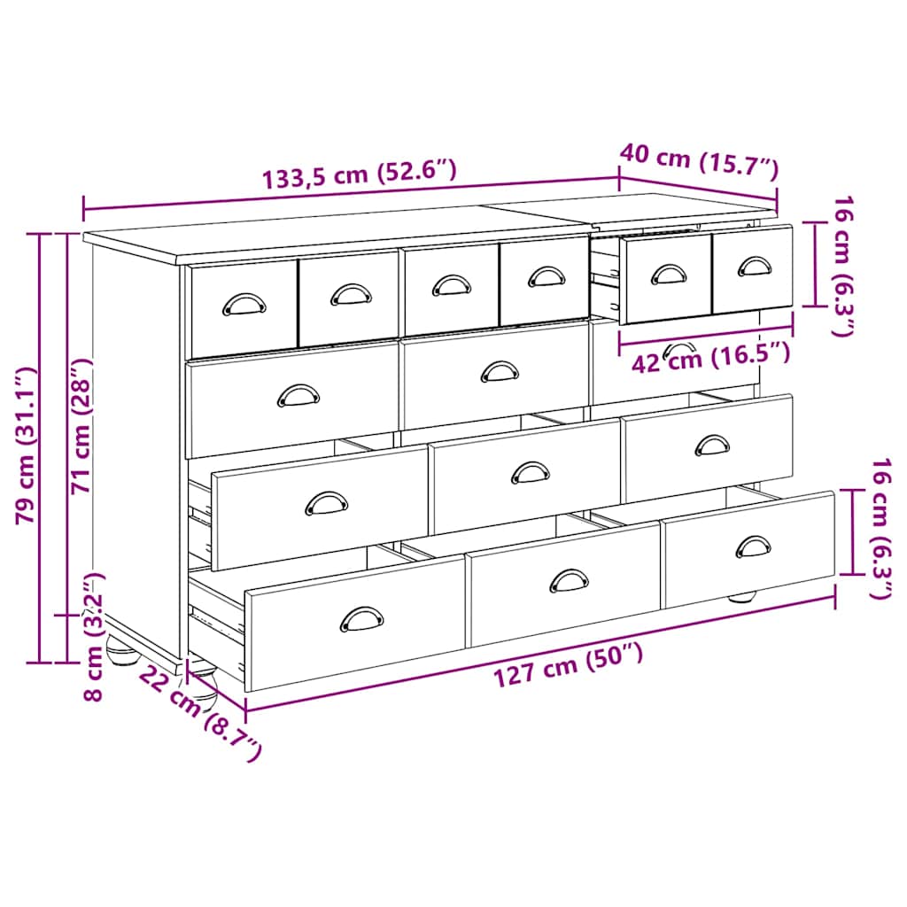 Commode ASKIM   Bois de pin massif - Imagem 12