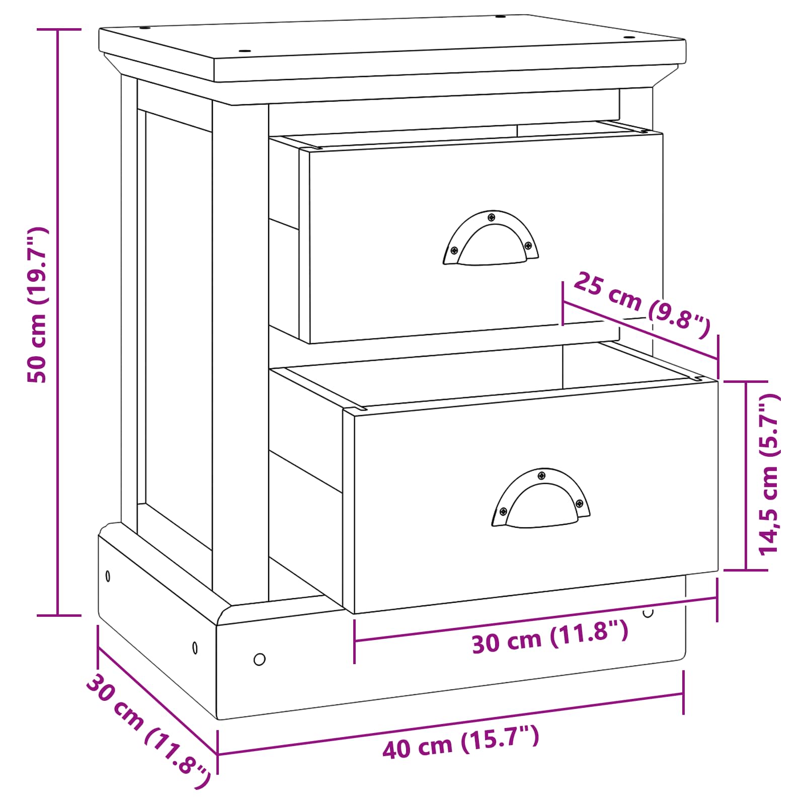 Table de chevet Naturel  Bois de teck massif - Imagem 10