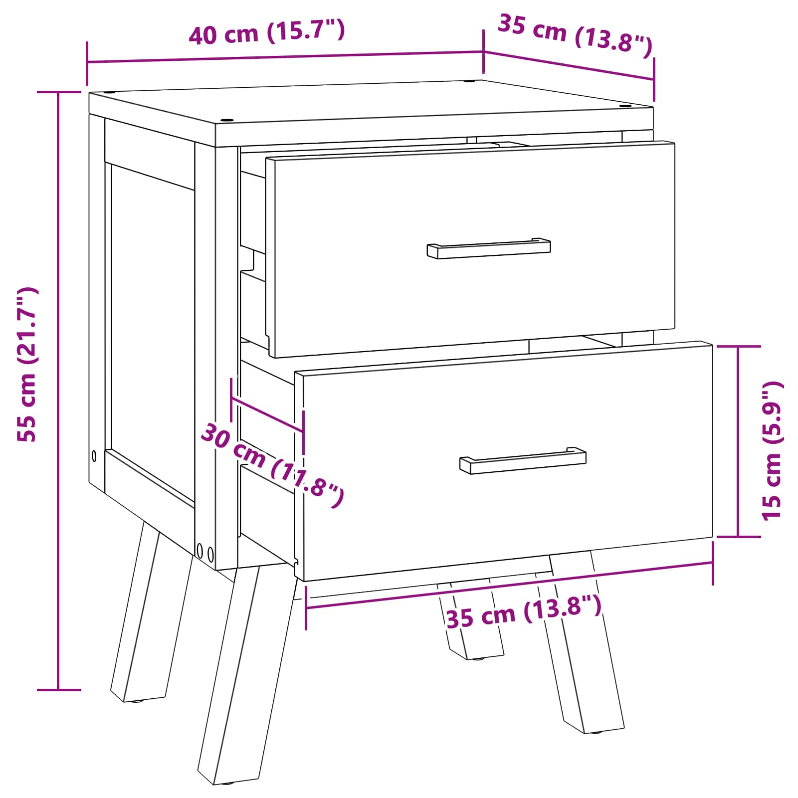 Table de chevet Naturel  Bois de teck massif - Imagem 10