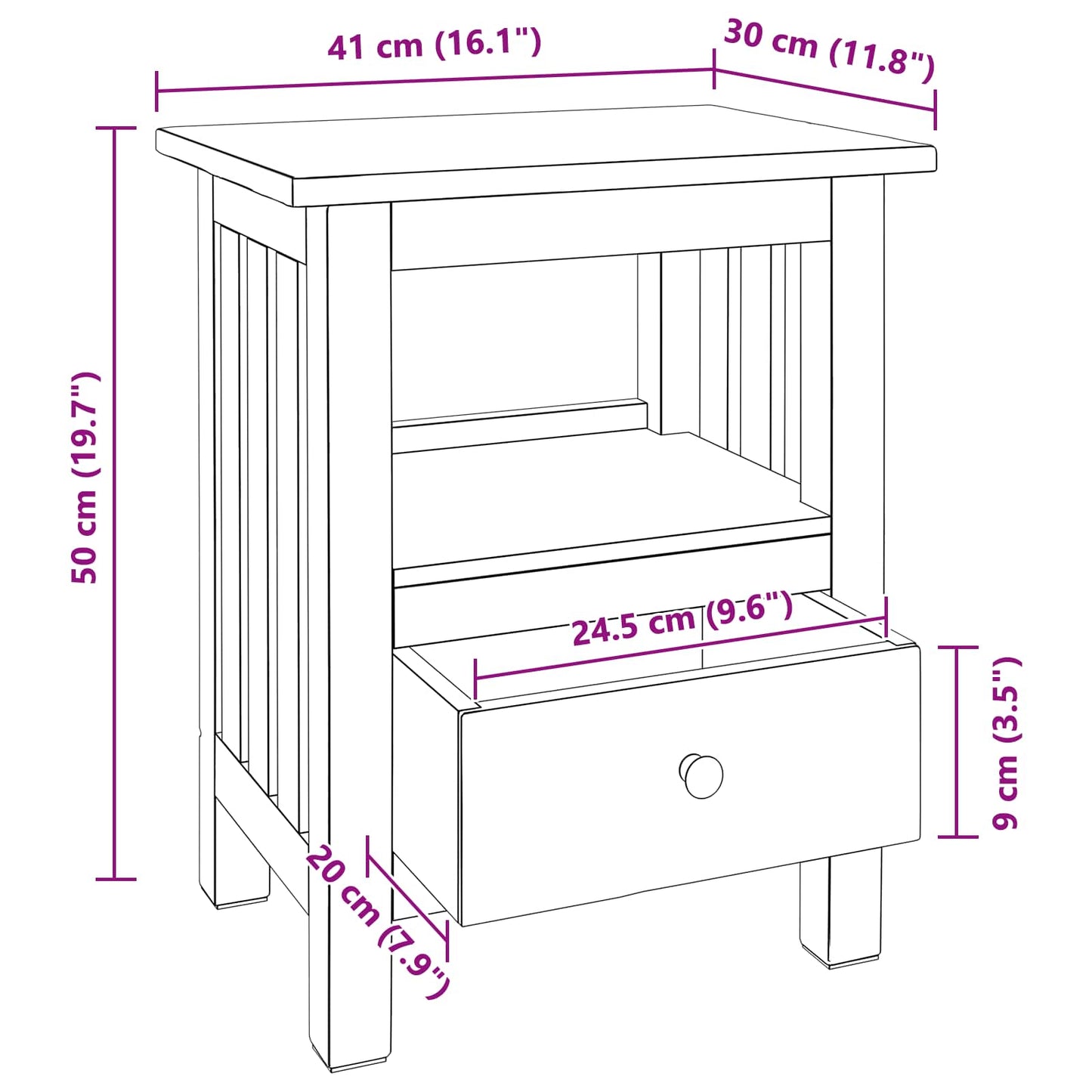 Table de chevet   Bois de Mahogany Massif - Imagem 13