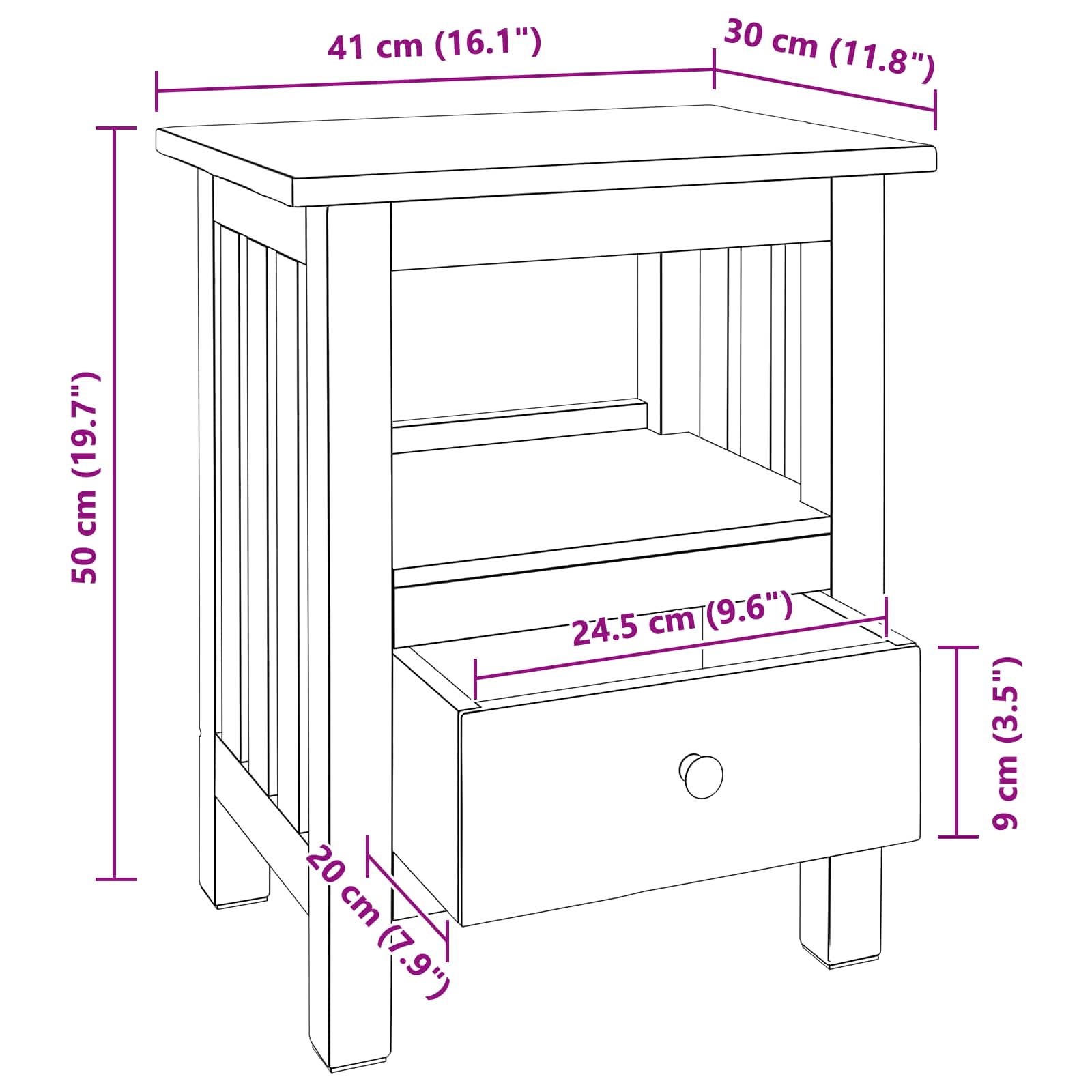 Table de chevet   Bois de Mahogany Massif - Imagem 13