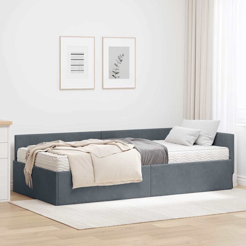 Cadre de lit d'angle avec matelas Autre 2 pcs  Velours - Imagem 1