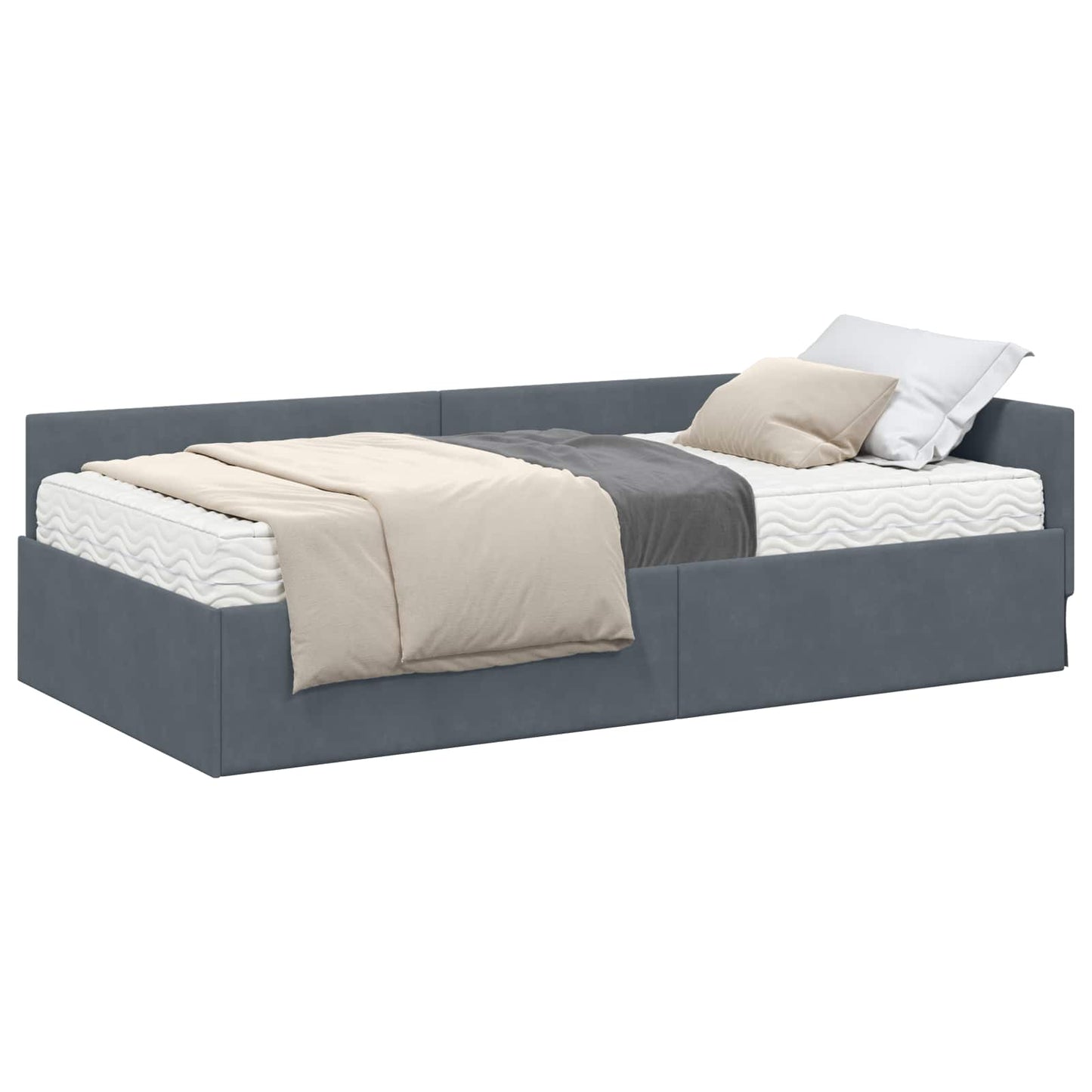 Cadre de lit d'angle avec matelas Autre 2 pcs  Velours - Imagem 2
