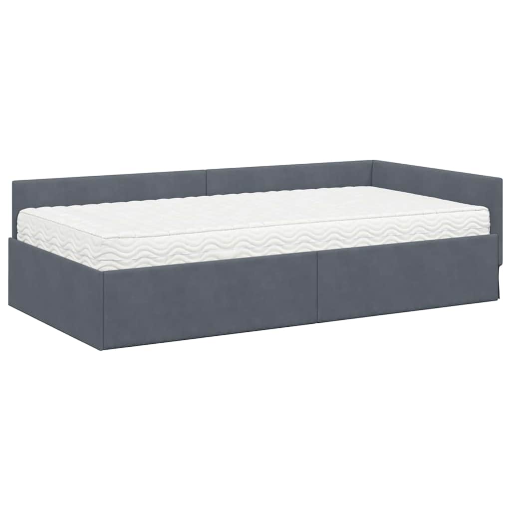 Cadre de lit d'angle avec matelas Autre 2 pcs  Velours - Imagem 4