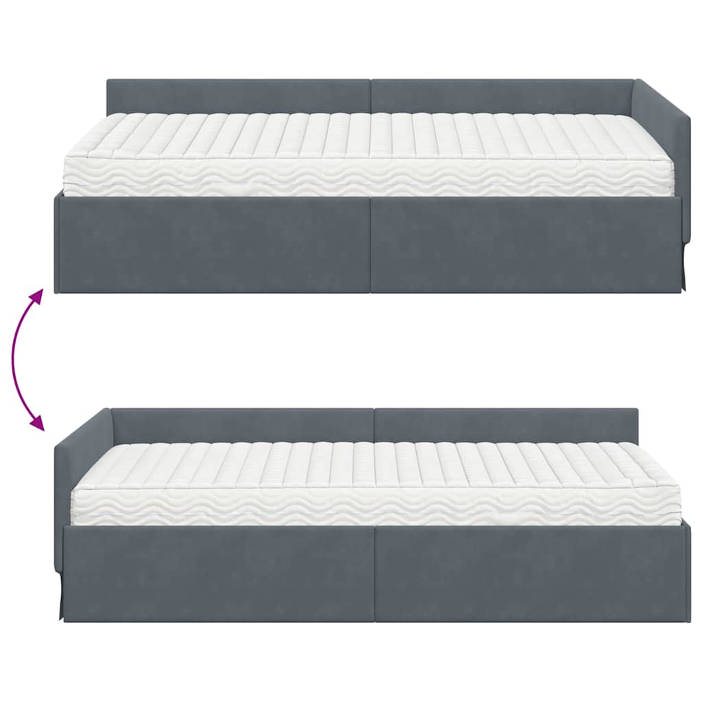 Cadre de lit d'angle avec matelas Autre 2 pcs  Velours - Imagem 12