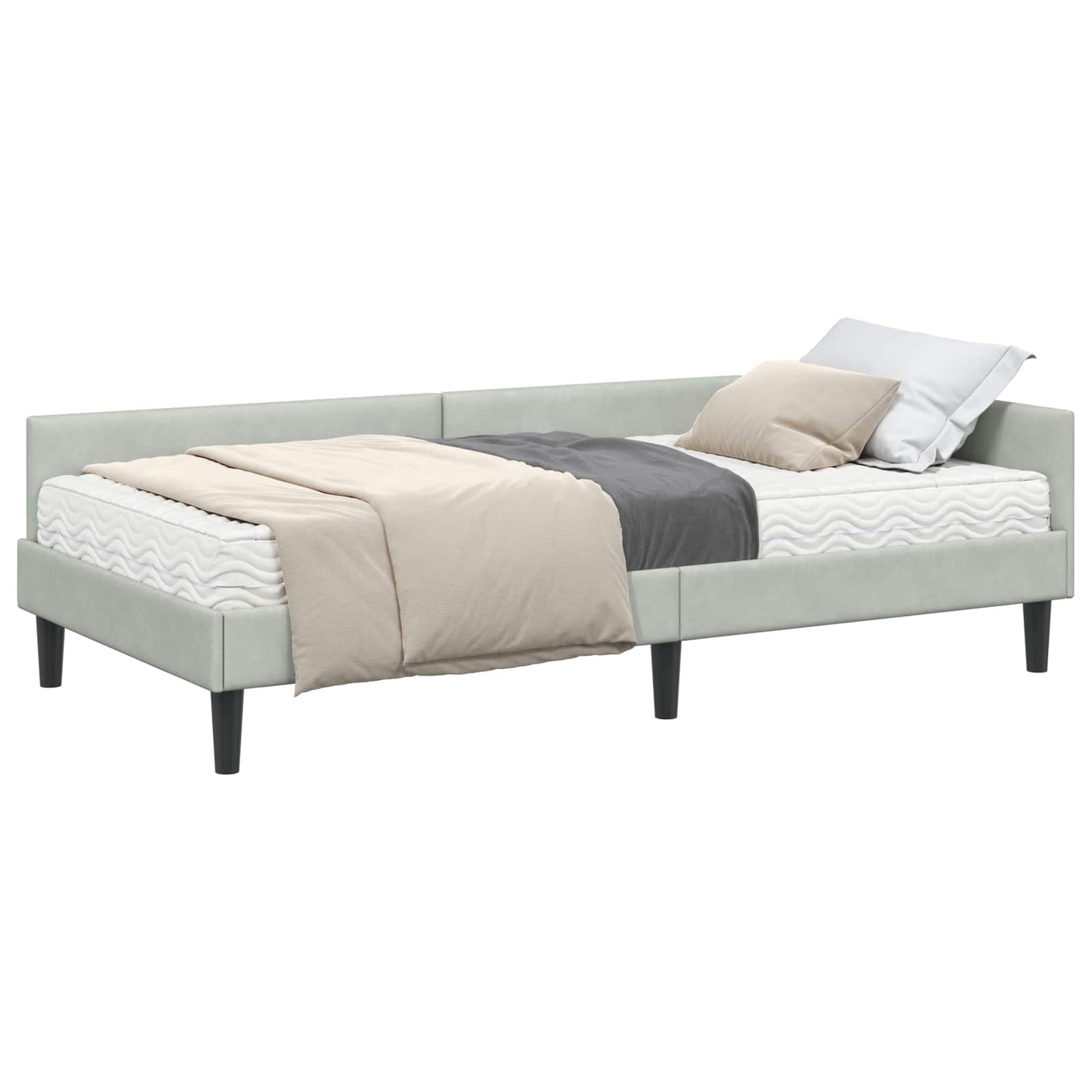Cadre de lit d'angle avec matelas 2 pcs  Velours - Imagem 2