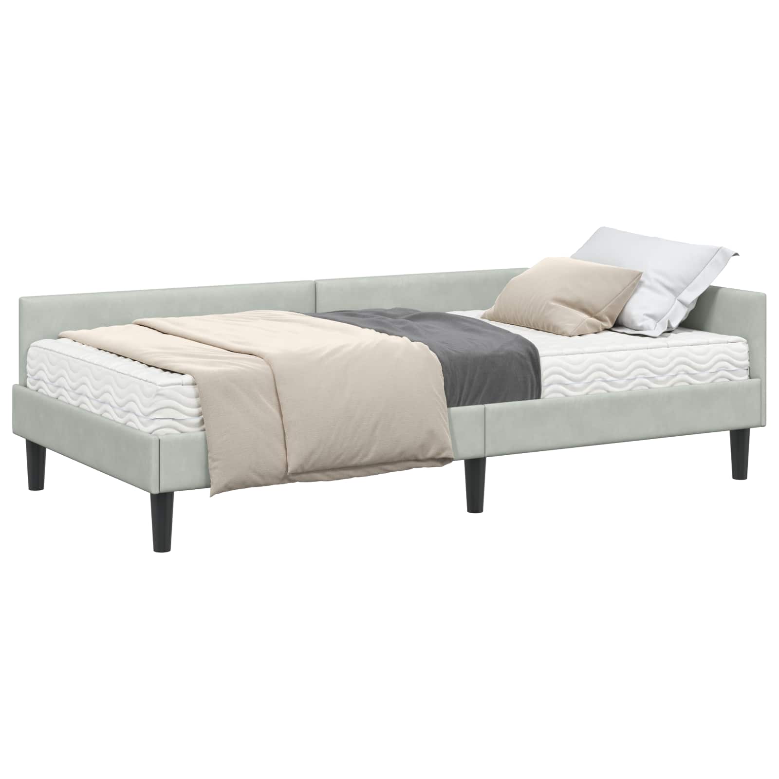 Cadre de lit d'angle avec matelas 2 pcs  Velours - Imagem 2
