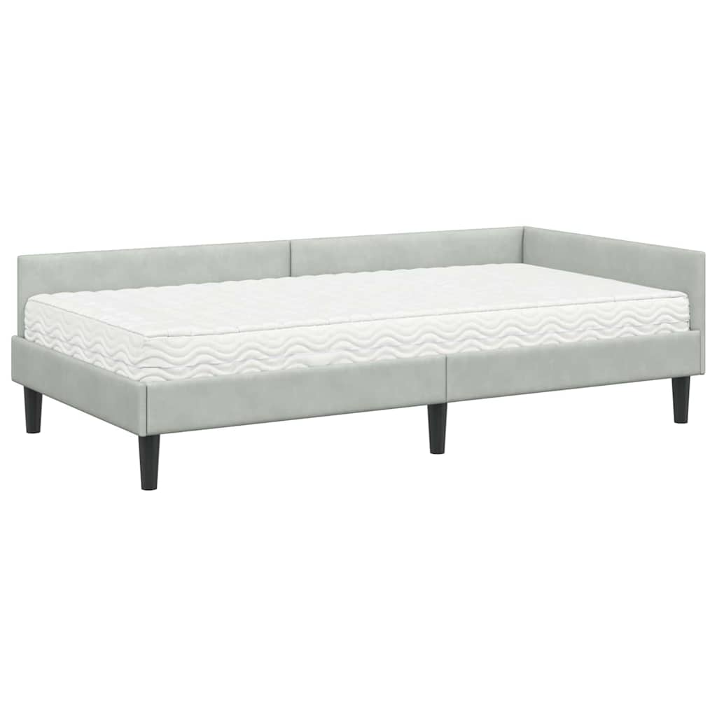 Cadre de lit d'angle avec matelas 2 pcs  Velours - Imagem 4