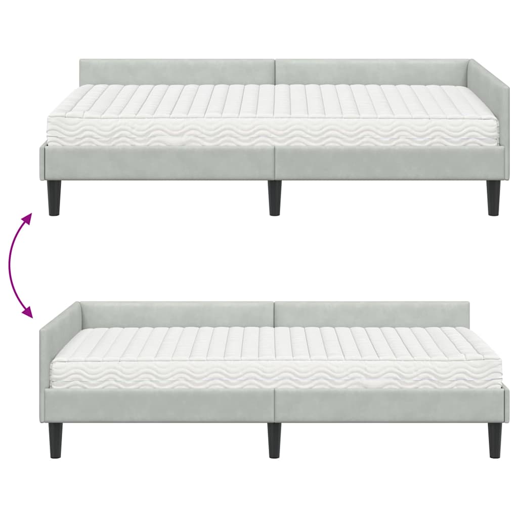Cadre de lit d'angle avec matelas 2 pcs  Velours - Imagem 12