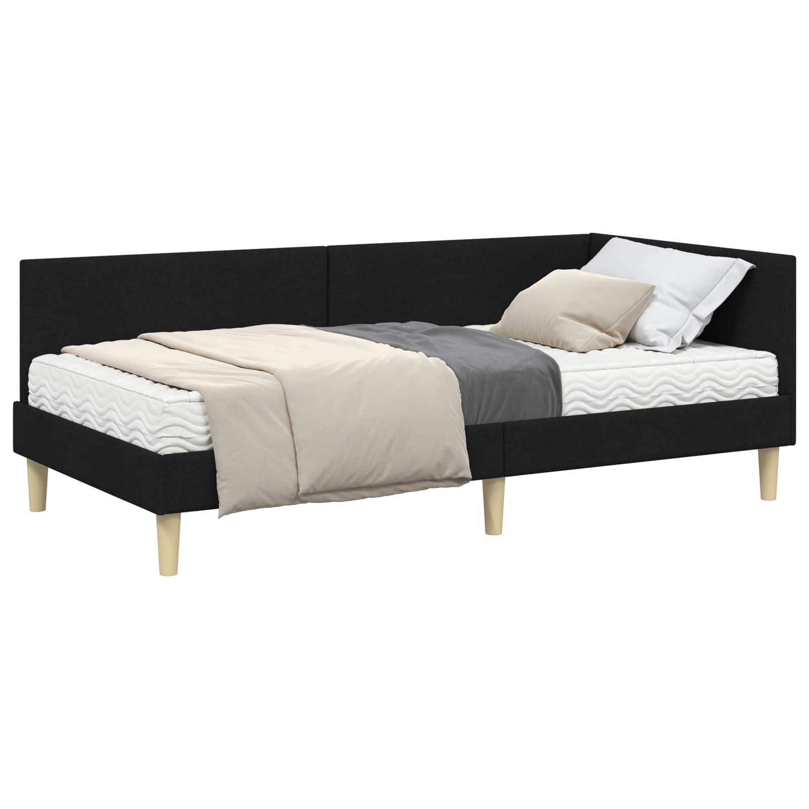 Cadre de lit d'angle avec matelas Autre 2 pcs Vert tissu - Imagem 2