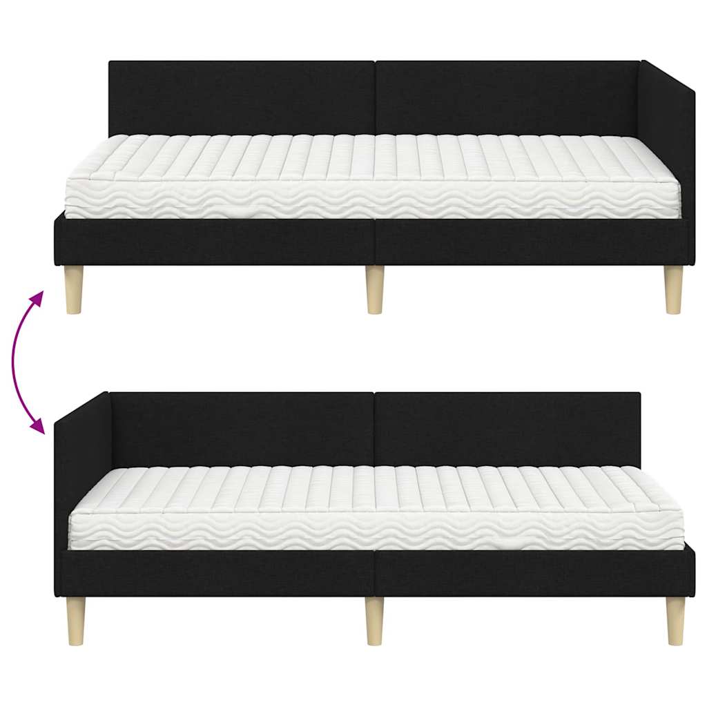 Cadre de lit d'angle avec matelas Autre 2 pcs Vert tissu - Imagem 12