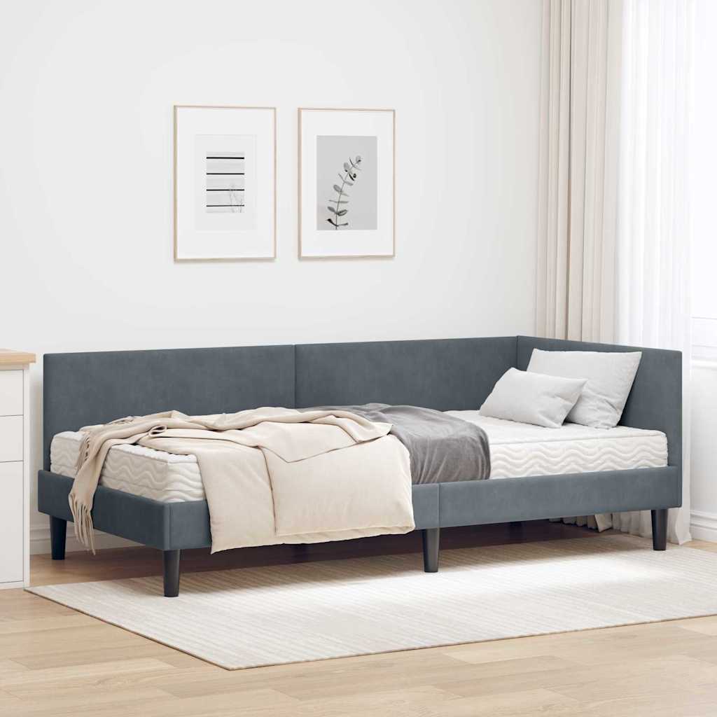 Cadre de lit d'angle avec matelas Autre 2 pcs  Velours - Imagem 1