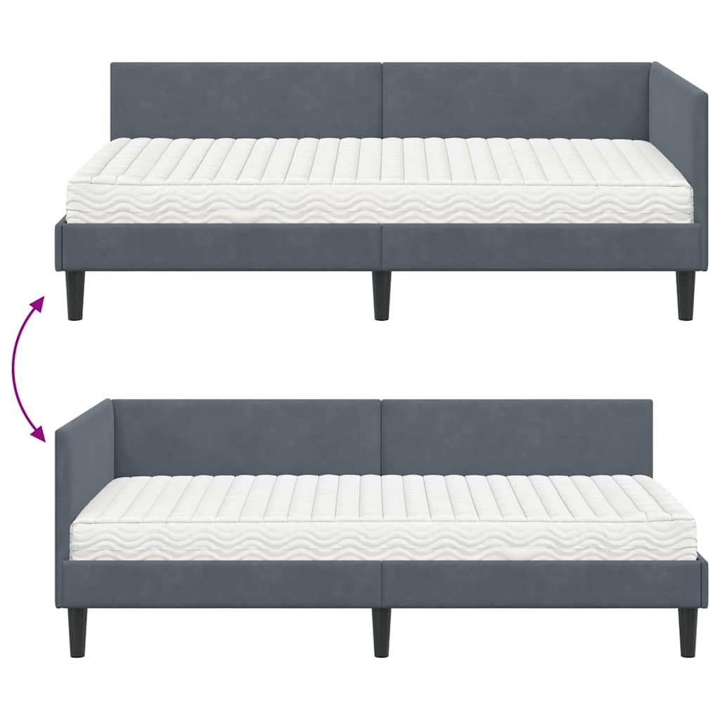 Cadre de lit d'angle avec matelas Autre 2 pcs  Velours - Imagem 12
