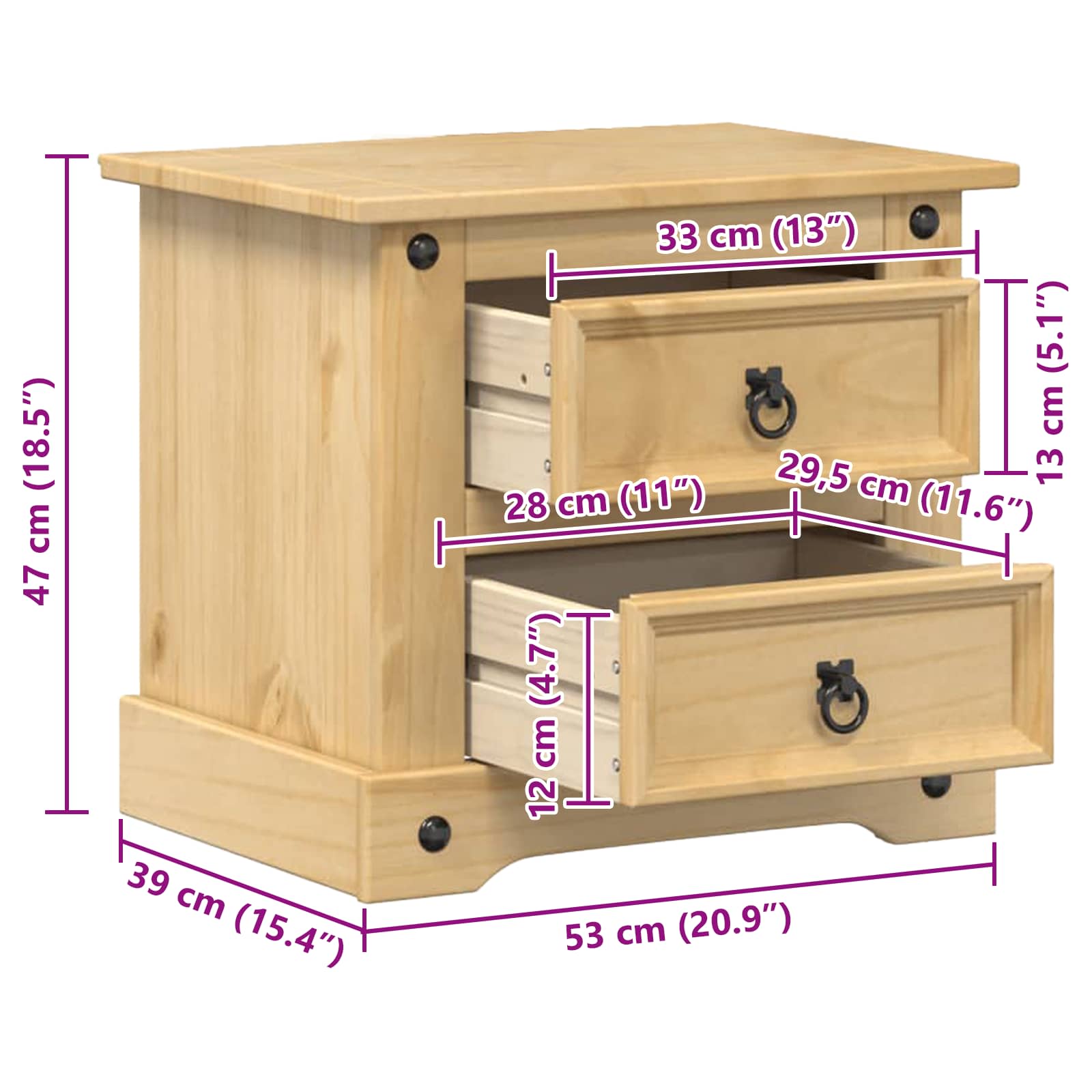 Table de chevet avec tiroir   Pin massif - Imagem 13