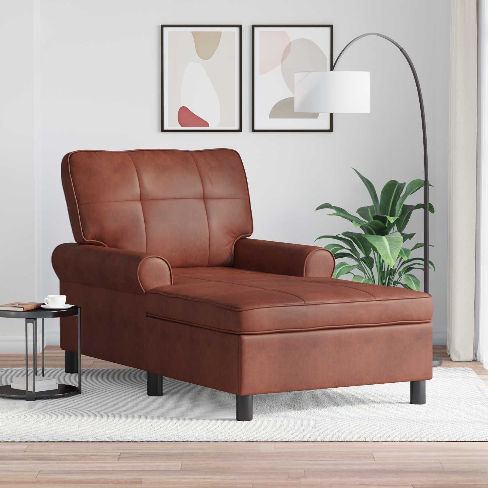 Chaise longue Brun Brillant  PU antique - Imagem 1