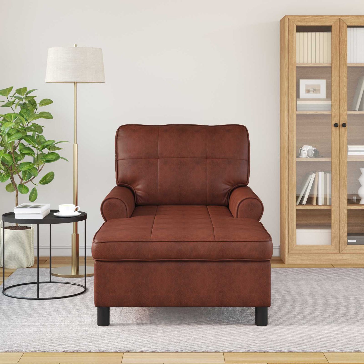 Chaise longue Brun Brillant  PU antique - Imagem 3