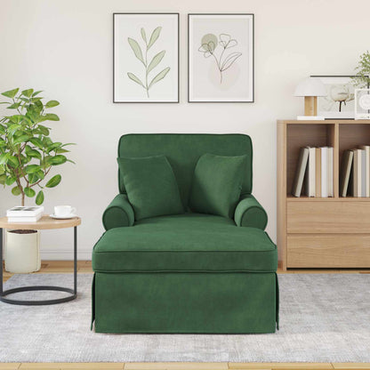 Chaise longue avec jupe - Style contemporain - Velours côtelé orange - Sensuri Maison